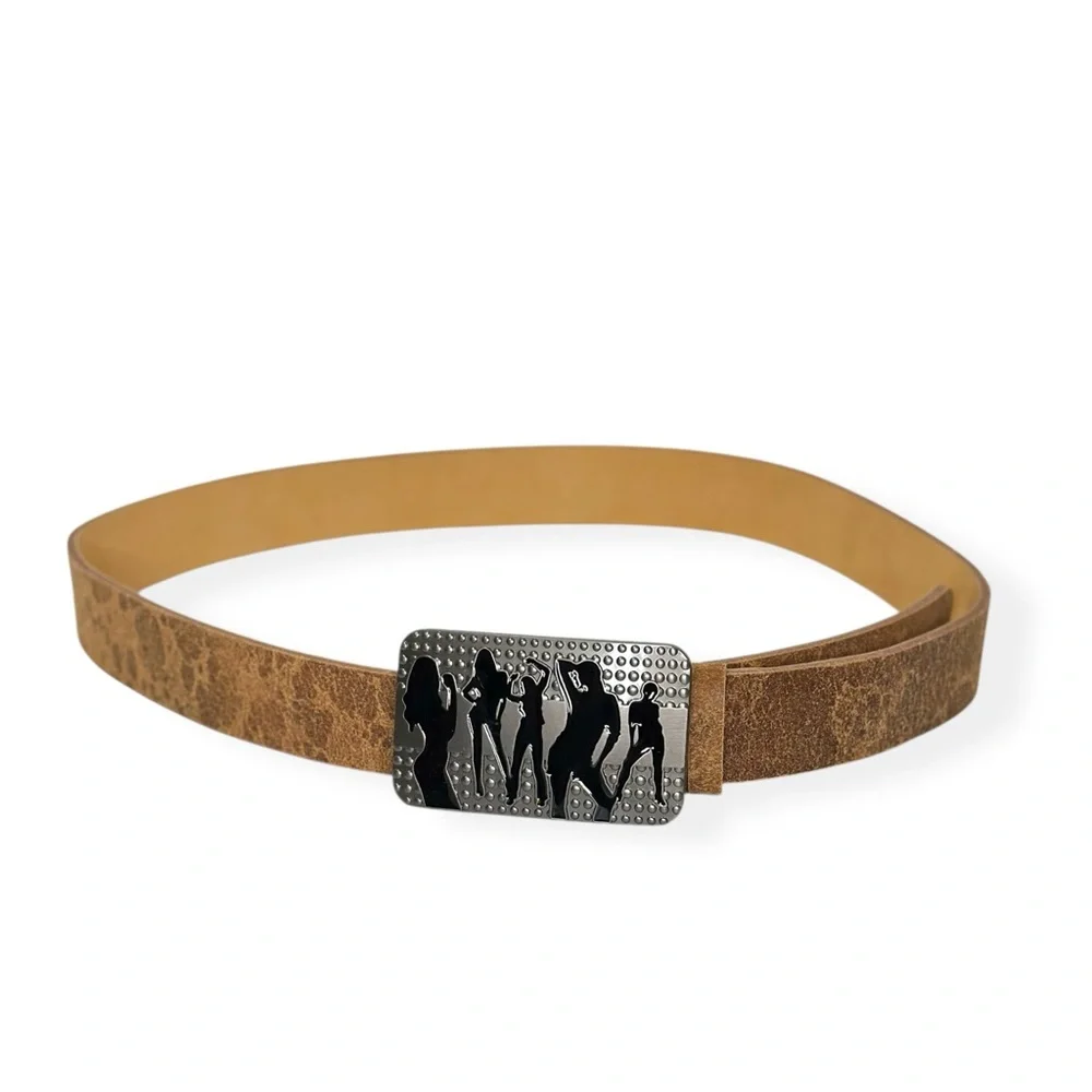 JADED LONDON Wasted Potential Club Leather Belt, Brown, OS